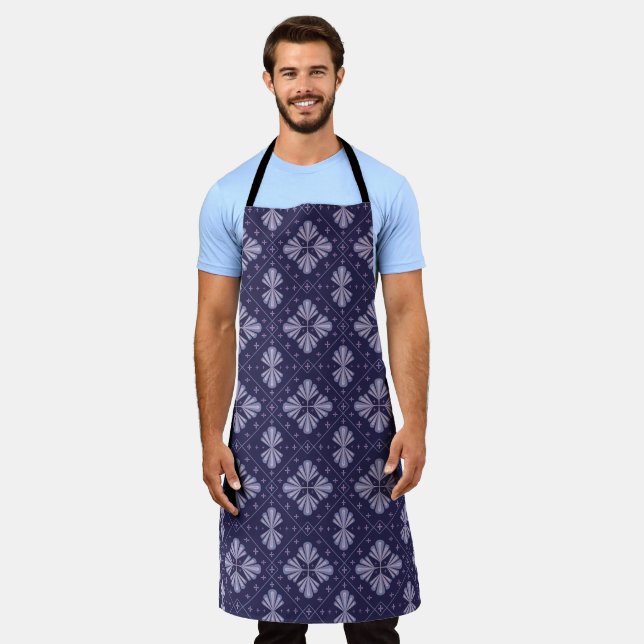 Geometric Flower Petals Abstract Repeat Pattern Apron (Worn)
