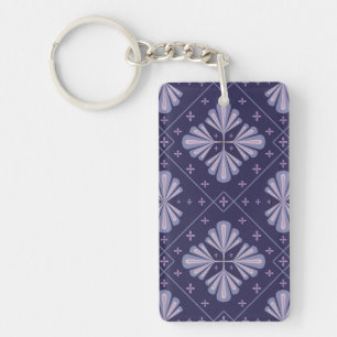 Geometric Flower Petals Abstract Repeat Pattern Keychain