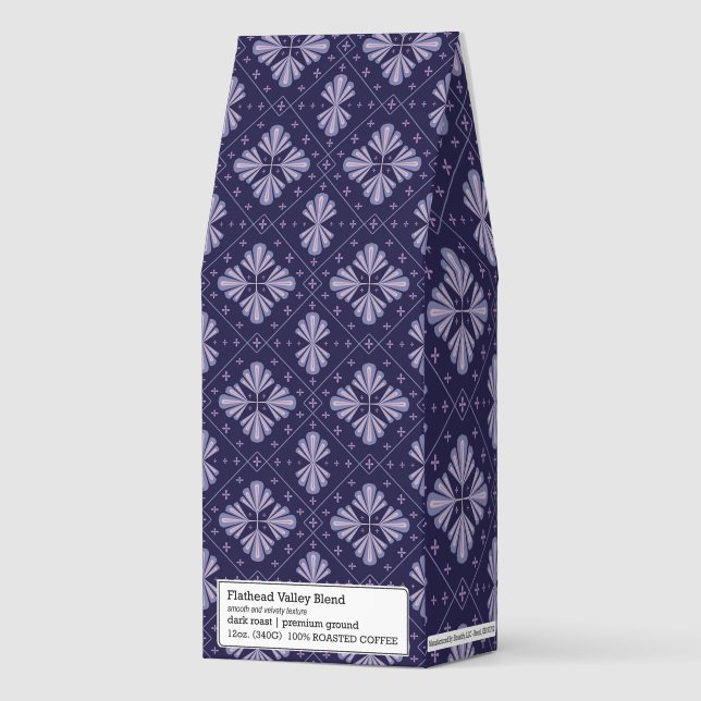 Geometric Flower Petals Abstract Repeat Pattern Roasted Coffee (Front)