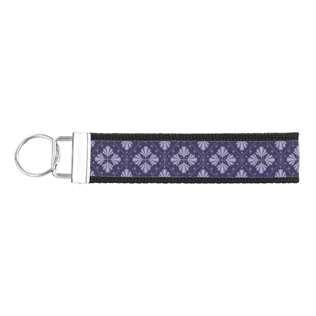 Geometric Flower Petals Abstract Repeat Pattern Wrist Keychain (Keys on Left)