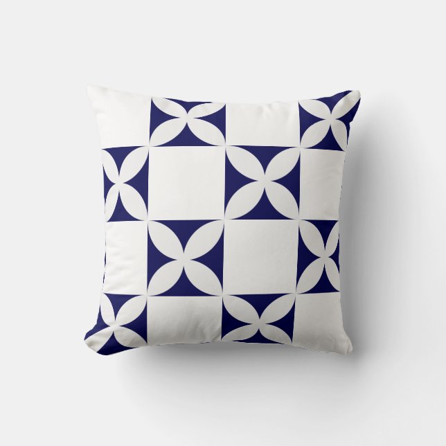 Geometric Flower Seamless Pattern Throw Pillow (Front)