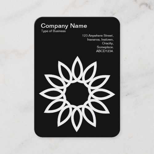 Geometric Flower _ White on Black Business Card