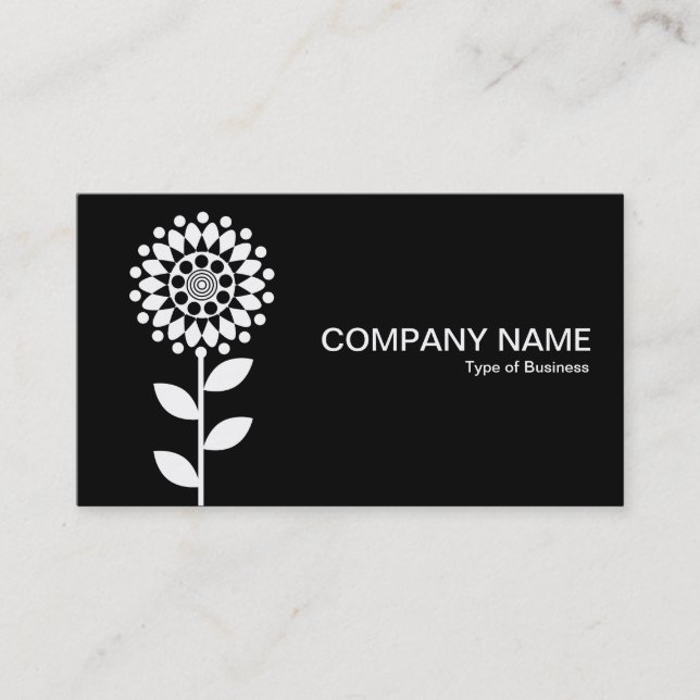 Geometric Flower - White on Black Business Card (Front)