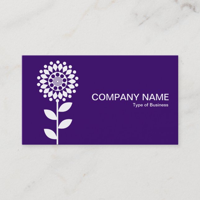 Geometric Flower - White on Dp Purple Business Card (Front)