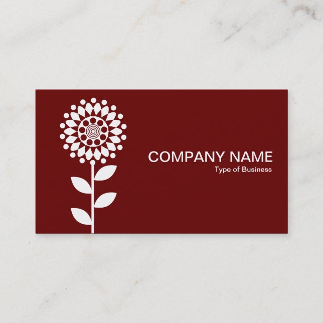 Geometric Flower - White on Ruby Business Card (Front)