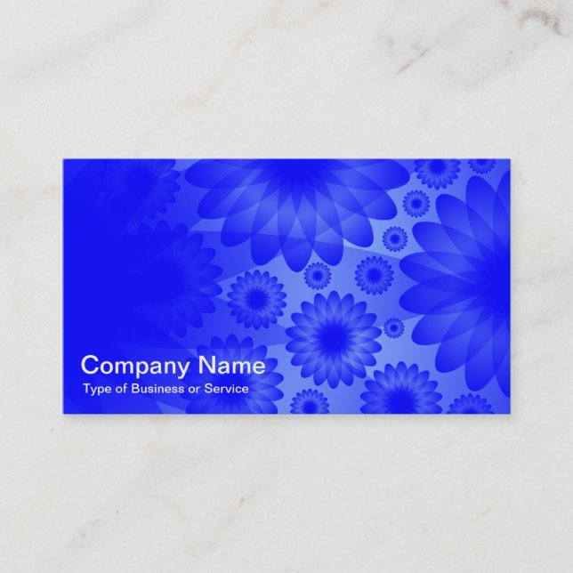 Geometric Flowers - Blue with Gray Business Card (Front)