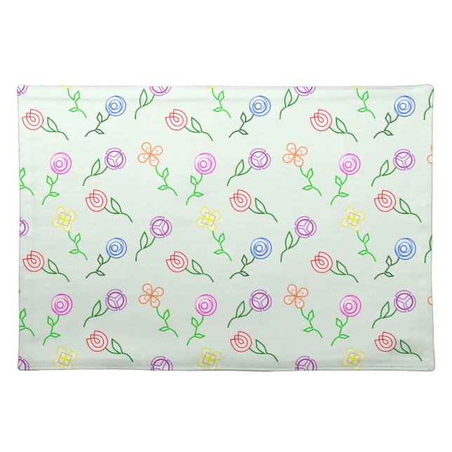 Geometric Flowers  Cloth Placemat (Front)