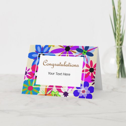 Geometric Flowers Congratulations Card