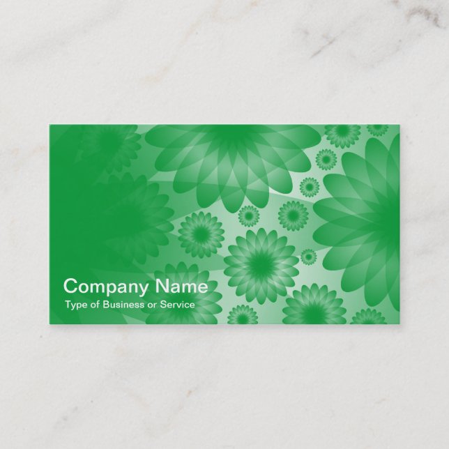 Geometric Flowers - Grass Green with Gray Business Card (Front)