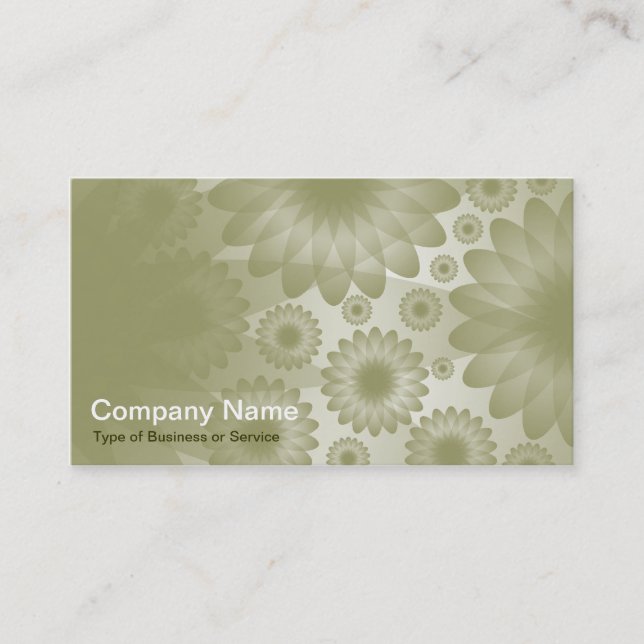 Geometric Flowers - Khaki with Gray Business Card (Front)