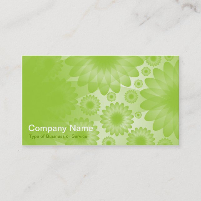 Geometric Flowers - Martian Green with Gray Business Card (Front)