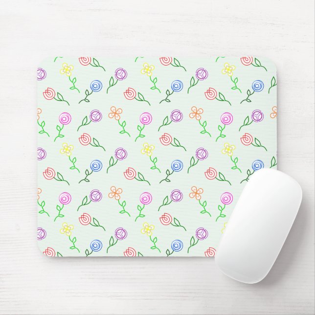 Geometric Flowers  Mouse Pad (With Mouse)