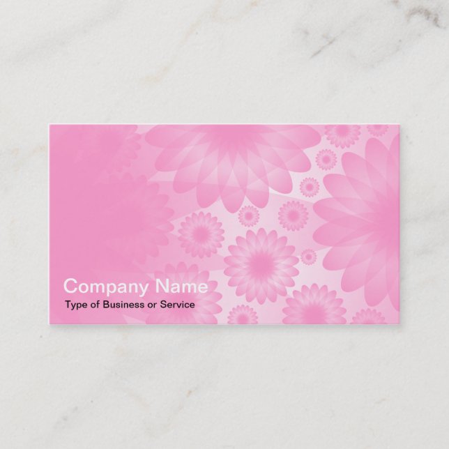 Geometric Flowers - Pink with Gray Business Card (Front)