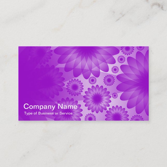 Geometric Flowers - Purple with Gray Business Card (Front)