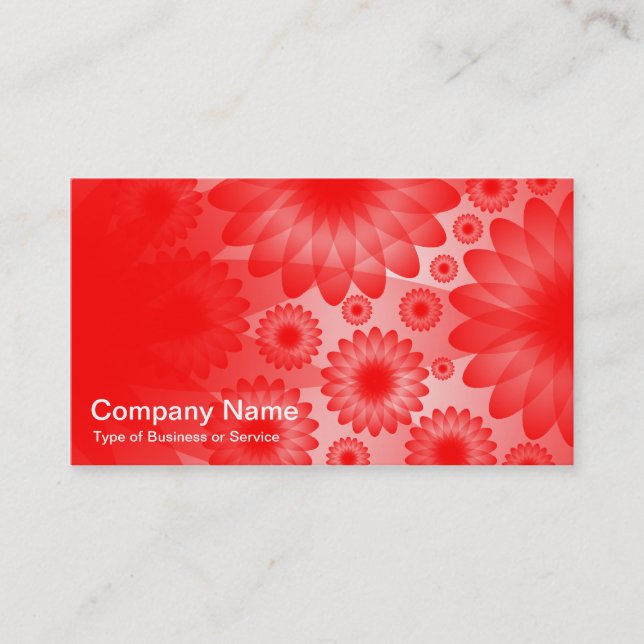 Geometric Flowers - Red with Gray Business Card (Front)