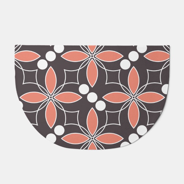 Geometric flowers, vintage artistic pattern. doormat (Front)