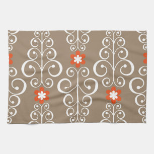 Geometric Flowers: Vintage Seamless Design Kitchen Towel