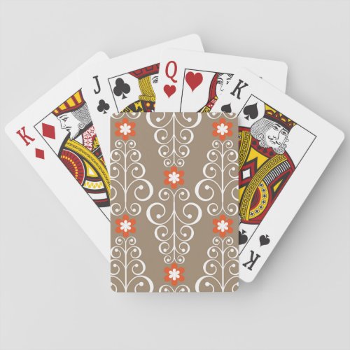 Geometric Flowers Vintage Seamless Design Playing Cards