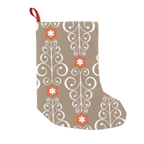 Geometric Flowers Vintage Seamless Design Small Christmas Stocking