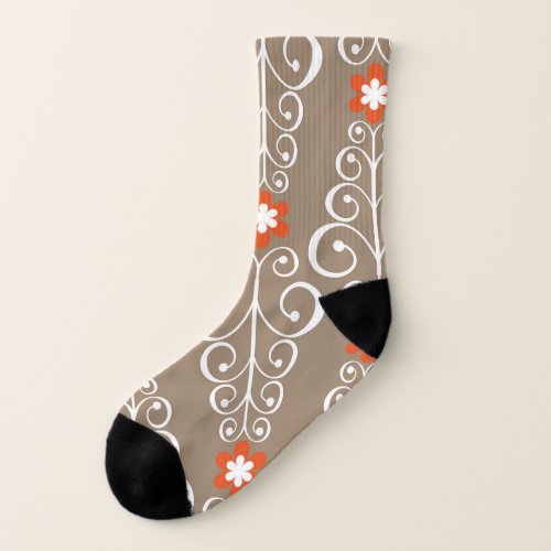 Geometric Flowers Vintage Seamless Design Socks