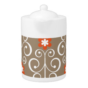 Geometric Flowers: Vintage Seamless Design Teapot