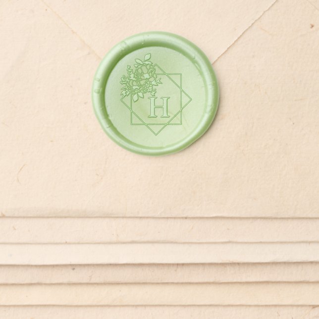 Geometric Flowers Wax Seal Sticker (Front)
