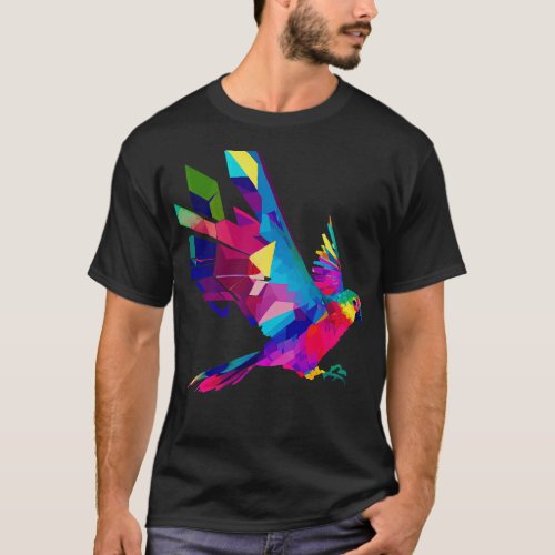 Geometric flying parrot T_Shirt