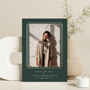 Geometric Foil Frame Photo Graduation Announcement