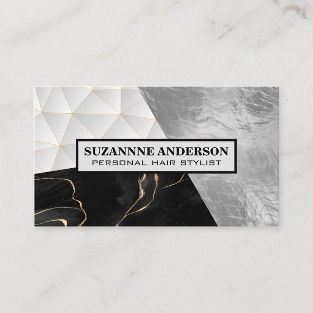 Geometric | Foil | Marble Business Card (Front)