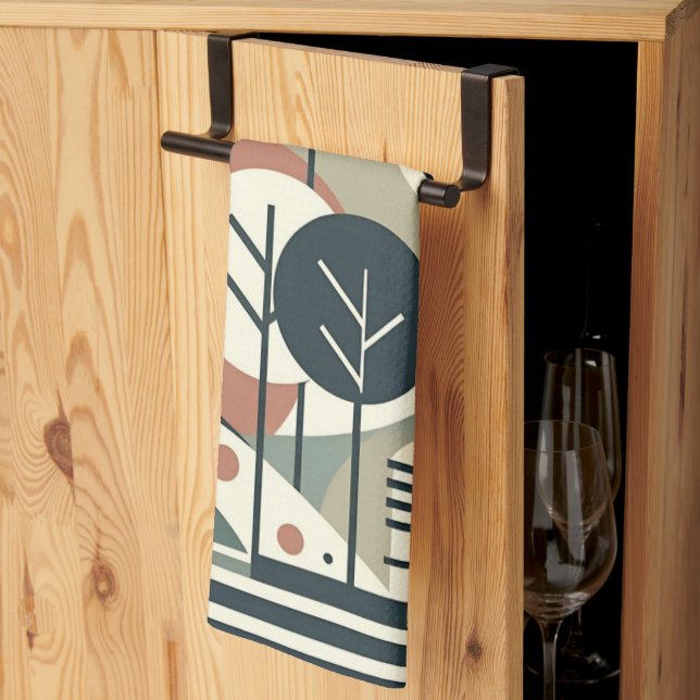 Geometric Forest Kitchen Towel (Thirds Fold)