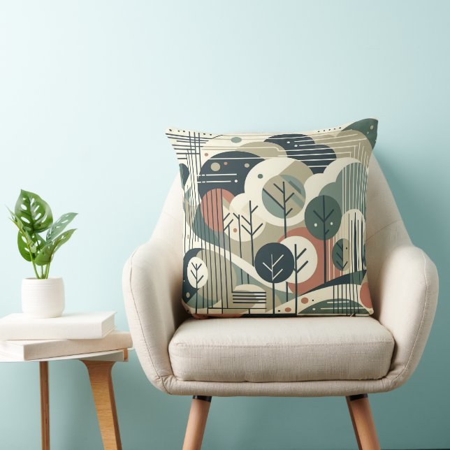 Geometric Forest Throw Pillow (Chair)