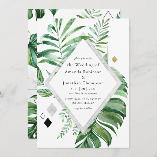 Geometric Forest Wedding Invitation (Front/Back)