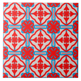 Geometric Four Red Leaves Ceramic Tiles