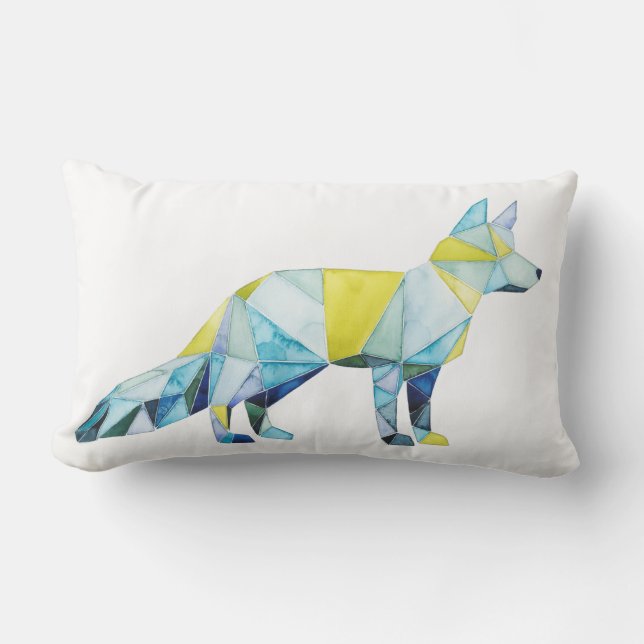 Geometric Fox Animal Lumbar Pillow (Front)