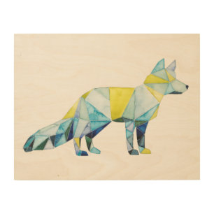 Geometric Fox Animal Wood Wall Decor