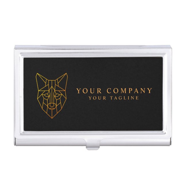 Geometric fox custom professional company logo business card case (Front)