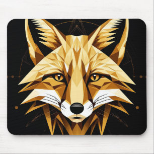 Geometric Fox Illustration With Golden Tones Mouse Pad