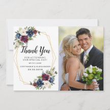 Geometric Frame Burgundy Navy Flowers Wedding
