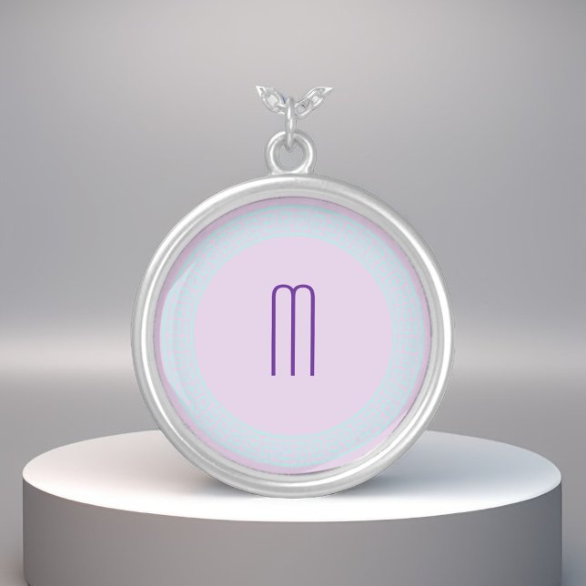 Geometric Frame Custom Single Initial Monogram Silver Plated Necklace (Creator Uploaded)