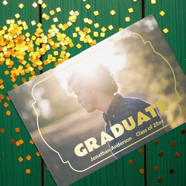 Geometric Frame Photo Graduation Foil Guest Book (Creator Uploaded)
