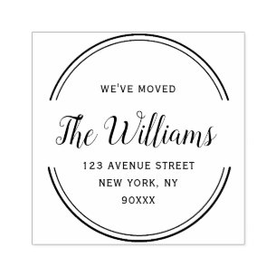 geometric frame script change of address rubber stamp