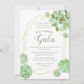 Geometric Frame Succulents Charity Gala Invitation