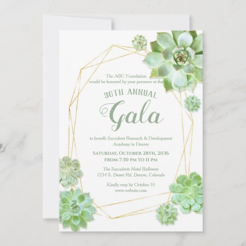 Geometric Frame Succulents Charity Gala Invitation