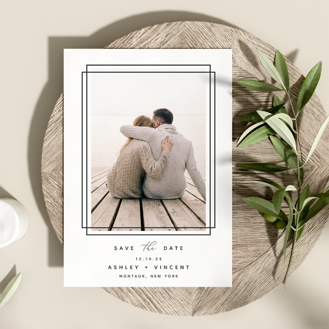 Geometric Frame | Vertical Photo Save The Date (Creator Uploaded)