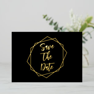 Geometric Frame Wedding Save The Date Foil Invitation