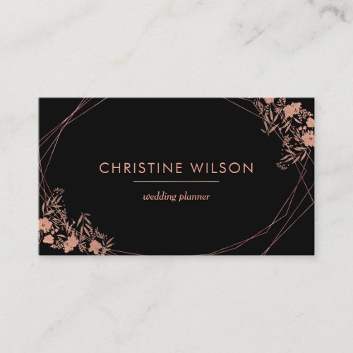 geometric frames faux rose gold foil floral decor business card