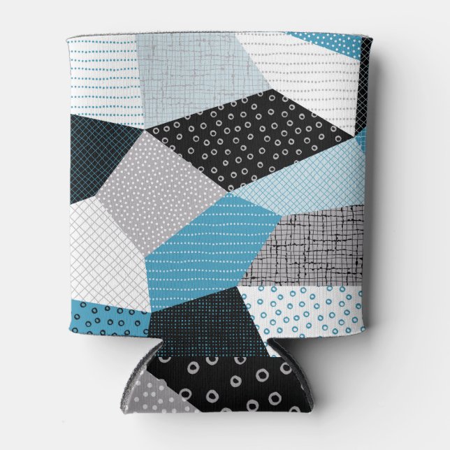 Geometric Freehand Drawing Patchwork Tiles Can Cooler (Front)