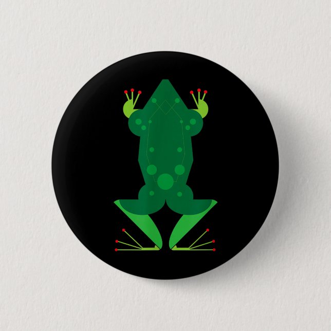 Geometric Frog Minimalist Animal Graphic Nature Button (Front)