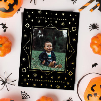Geometric Fun Holiday Halloween Photo Foil Card