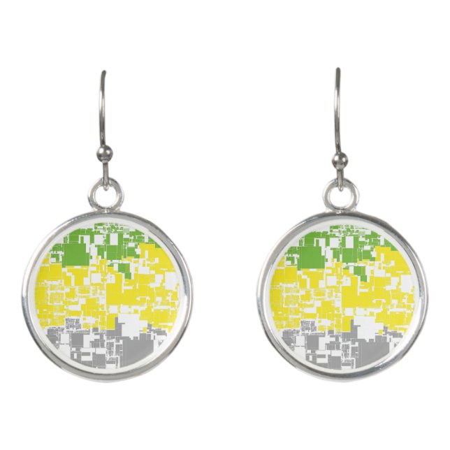 Geometric Funky Abstract Lithromantic Pride Flag Earrings (Front)